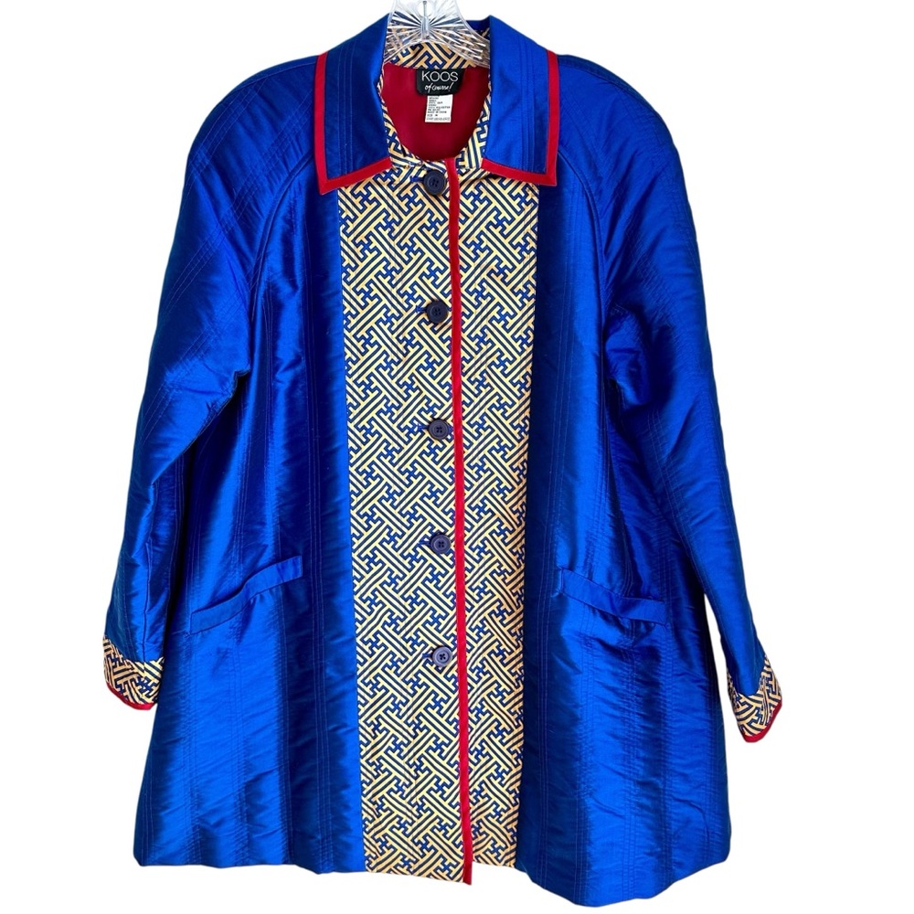 Koos of Course! 100% Silk Vintage 80’s Car Coat Size Medium